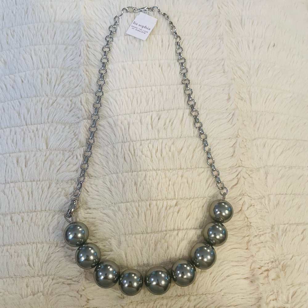 Lia Sophia Silver Pearl Necklace NWT